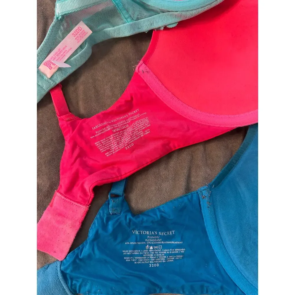 Three Victoria's Secret Push-Up Plunge Bras 32DD